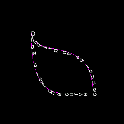 Text na křivce s rotací podle směrového vektoru